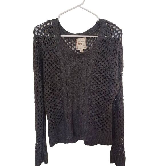 Pink Rose Top Long Sleeve Gray Small - Picture 1 of 4